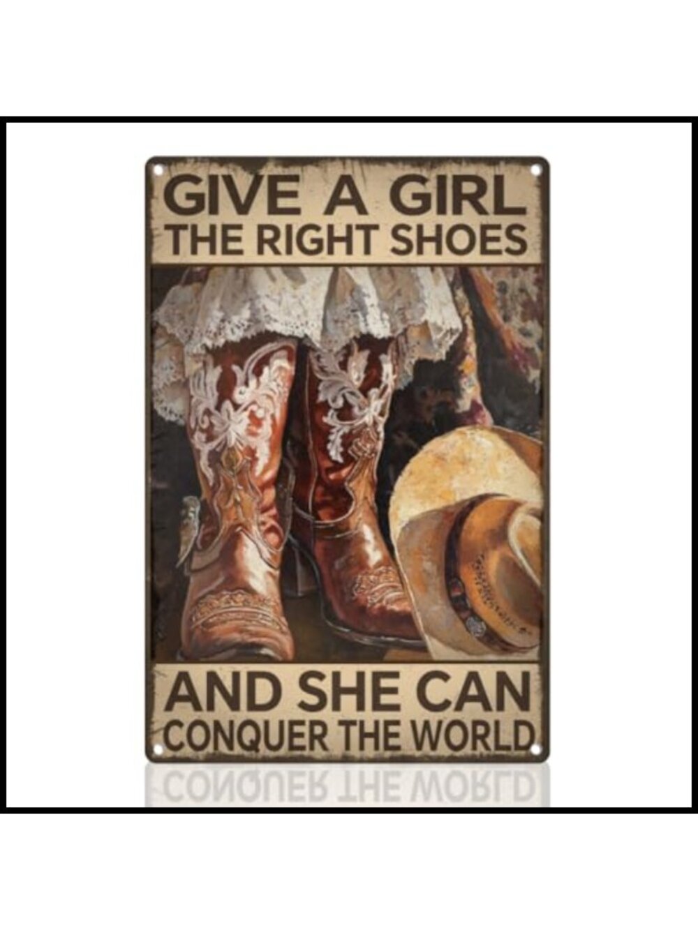 Western Cowgirl Metal Tin Sign 12x8 Vintage Wall Art Decor